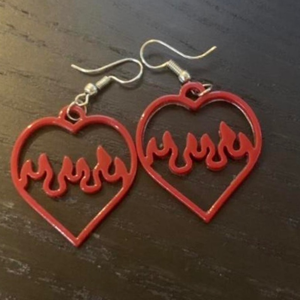 Flaming Heart Earrings